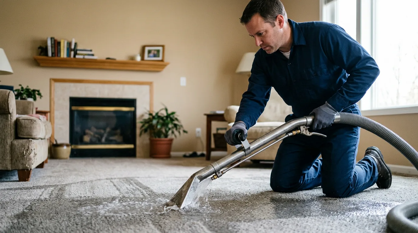 Water damage restoration technician working near Frontenac, KS